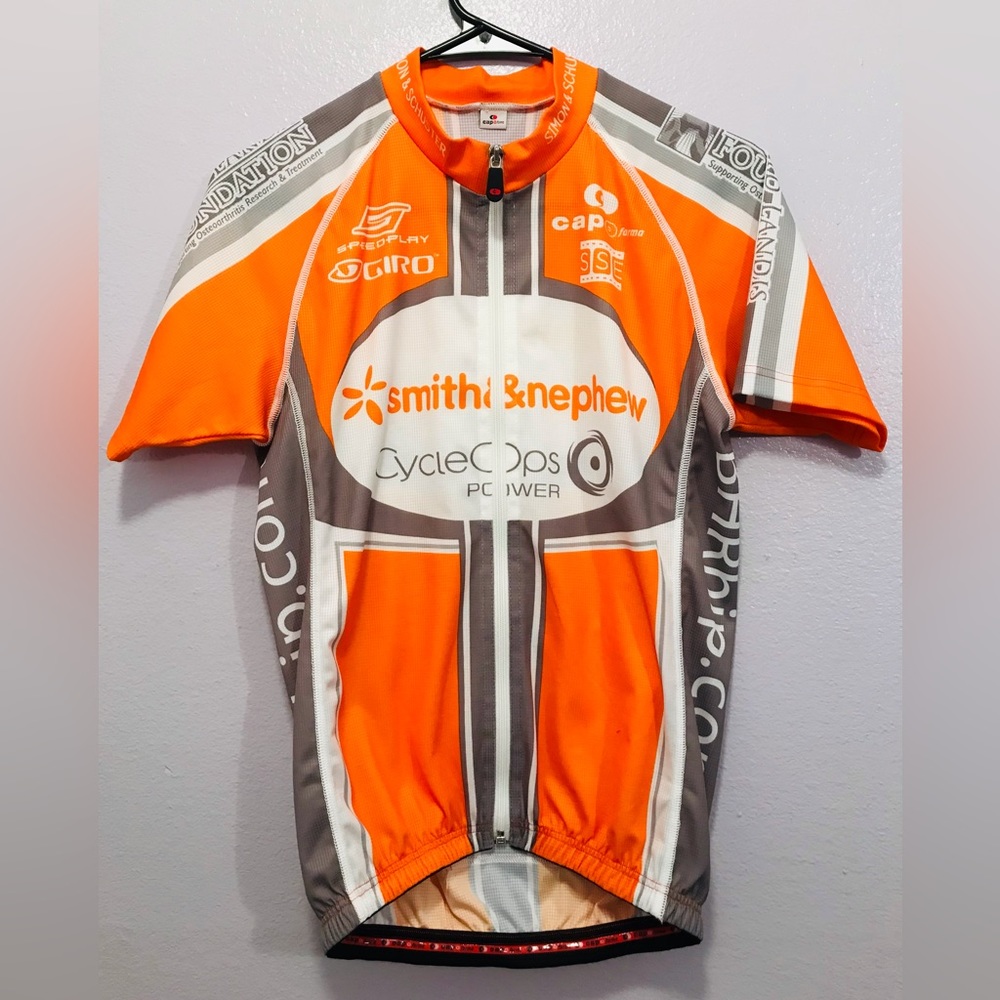 Capo Custom Cycling Race Jersey Orange Short Sleeve Full Zip Mens Medium NWOT